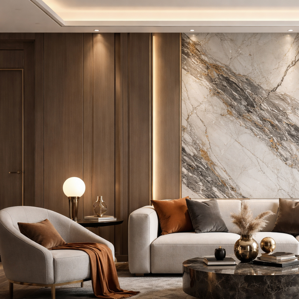 Modern interior with wall panels